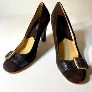 Michael Kors brown suede heel with buckle 9.5